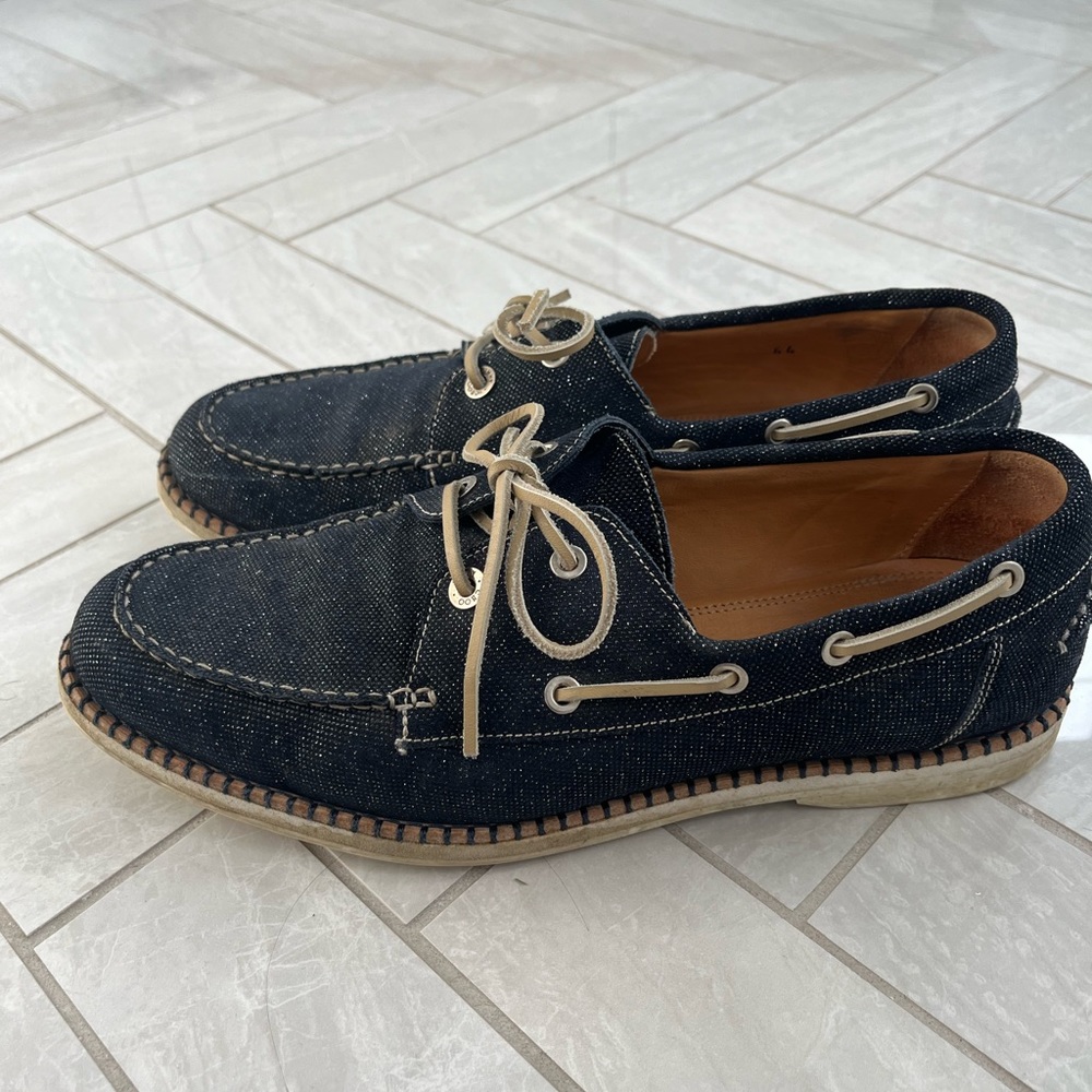 Jimmy Choo Danby Men's Glitter-Suede Boat Shoe, Navy - Size 44
